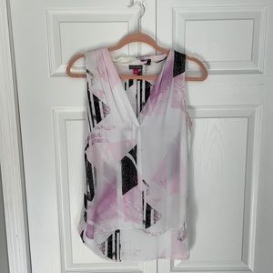Vince Camuto sleeveless blouse, pink black white, size small, like new!